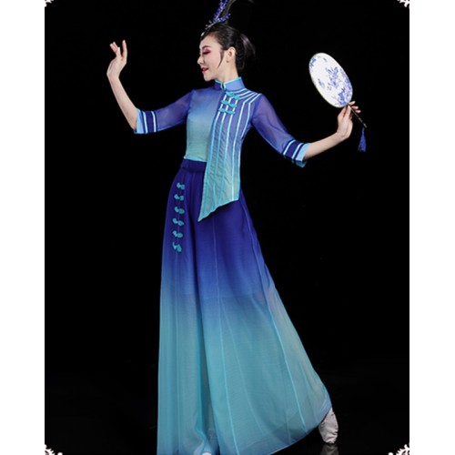 Women's chinese folk dance dress classical dance dress ancient traditional classical fairy princess fan umbrella dance dress